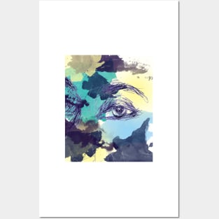Blue eyes - Watercolor artwork Posters and Art